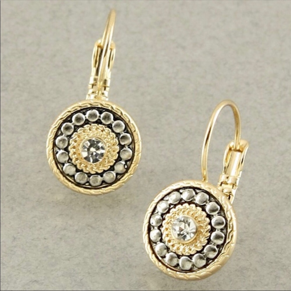 Silver and gold circle earrings